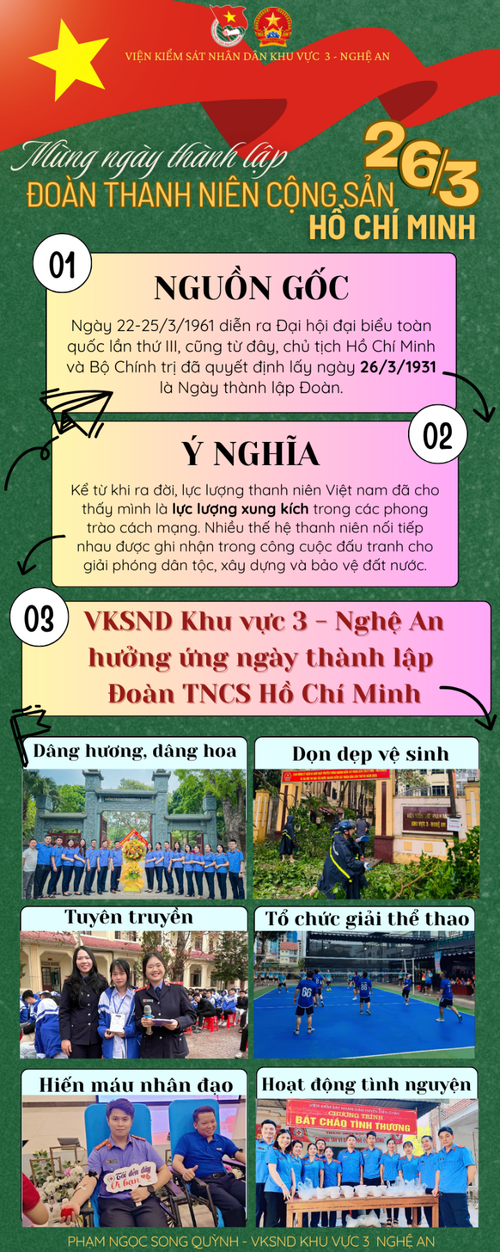 Viện kiểm sát nhân dân khu vực 3 - Nghệ An xây dựng Infographic  chào mừng Kỷ niệm 95 năm ngày thành lập Đoàn TNCS Hồ Chí Minh  (26/3/1931 - 26/3/2026)