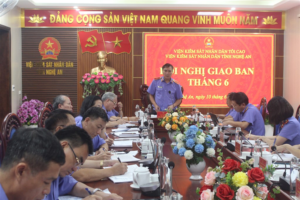 VKSND tỉnh Nghệ An tổ chức Hội nghị giao ban công tác tháng 6/2026