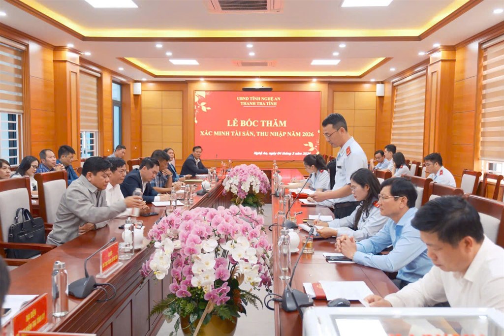 Thanh tra tỉnh Nghệ An tổ chức bốc thăm ngẫu nhiên lựa chọn người được xác minh tài sản, thu nhập năm 2026