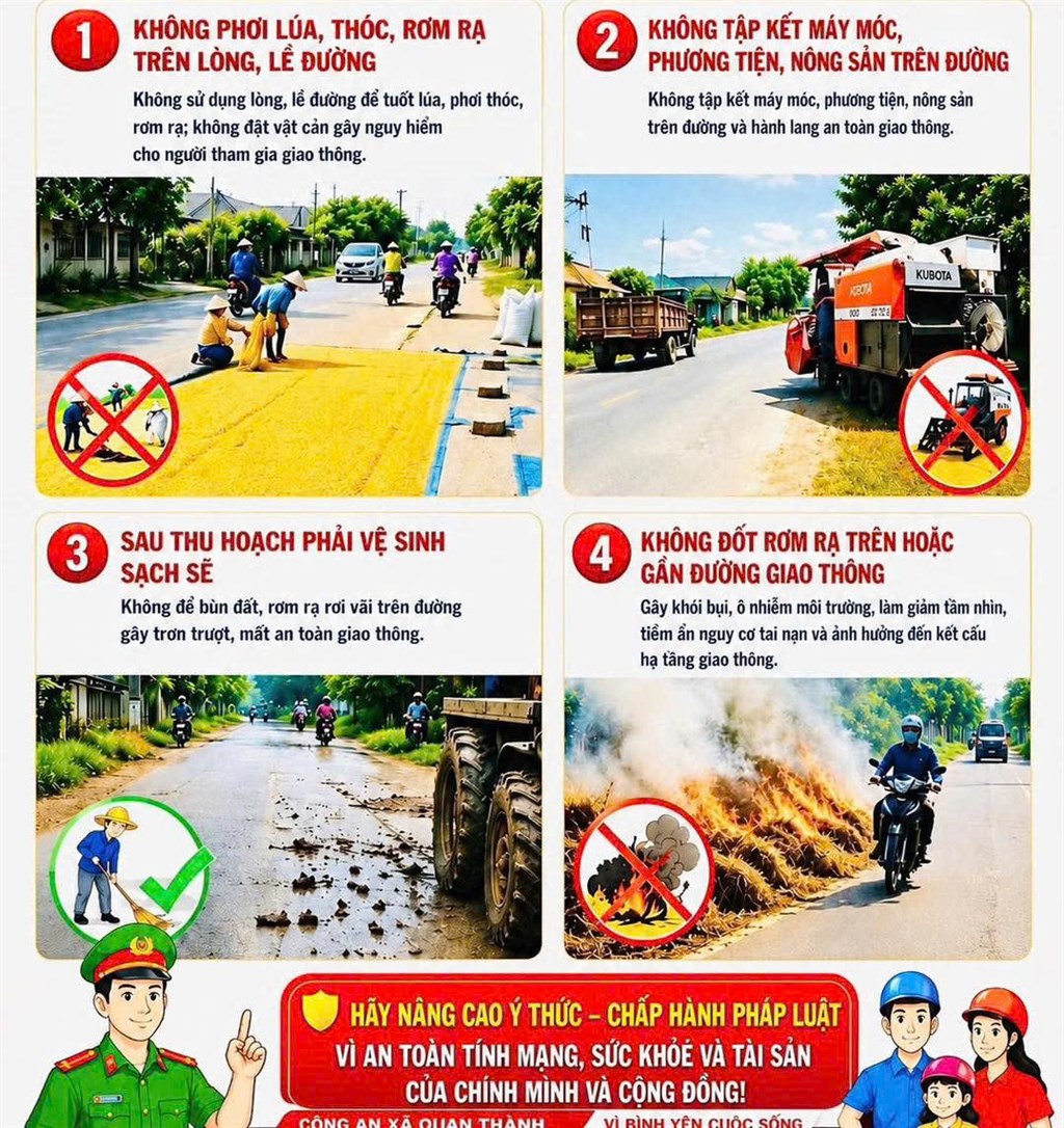 Cảnh báo nguy cơ cháy do phơi, đốt rơm rạ mùa thu hoạch lúa